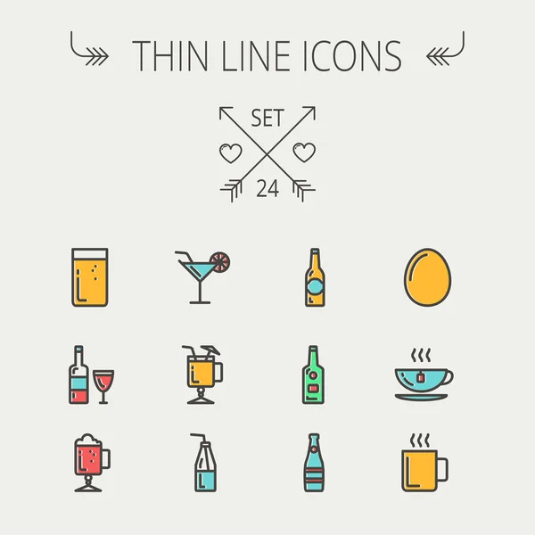 Food and drink thin line icon set