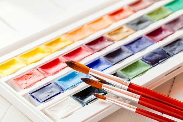 Brushes for water color painting and set of watercolor paints