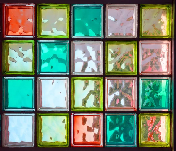 Twenty colored square glass in rectangle