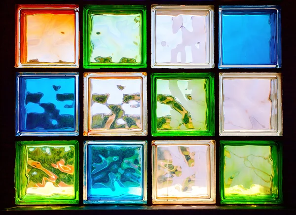 Colored glass blocks in the window