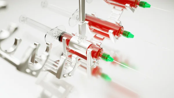 Medical syringe or squirt production line
