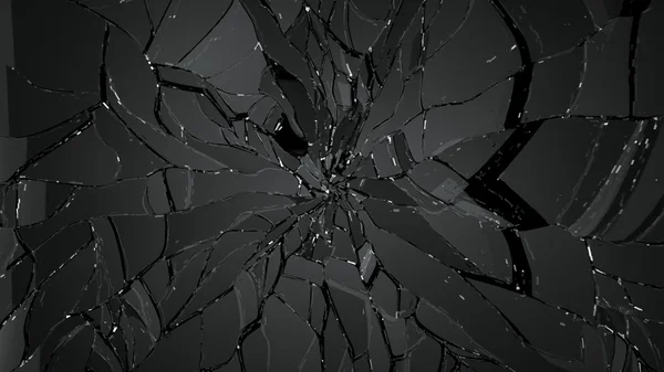 Pieces of broken or cracked glass
