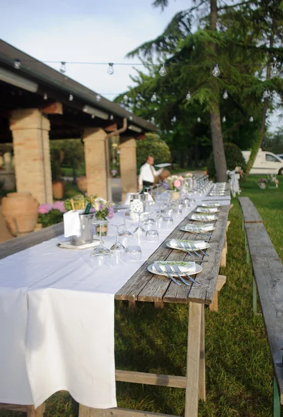 Serving wedding table in a rustic style