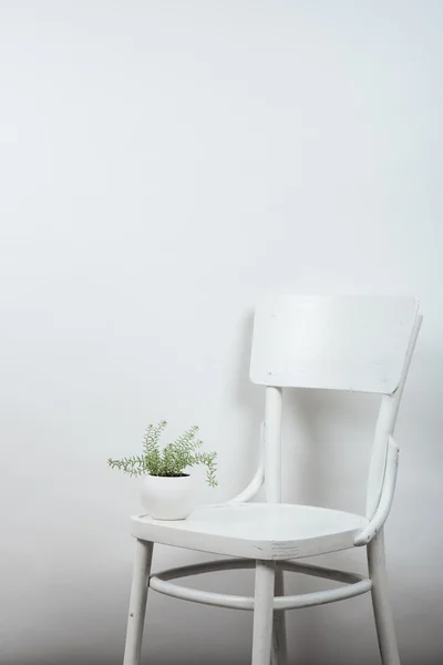 Chair and empty wall background, interior art poster mock up