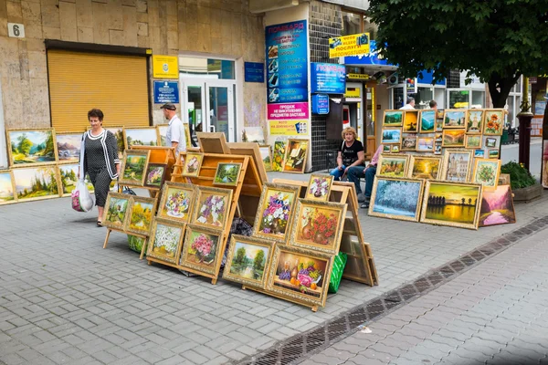 Paintings exhibition in the streets of old town