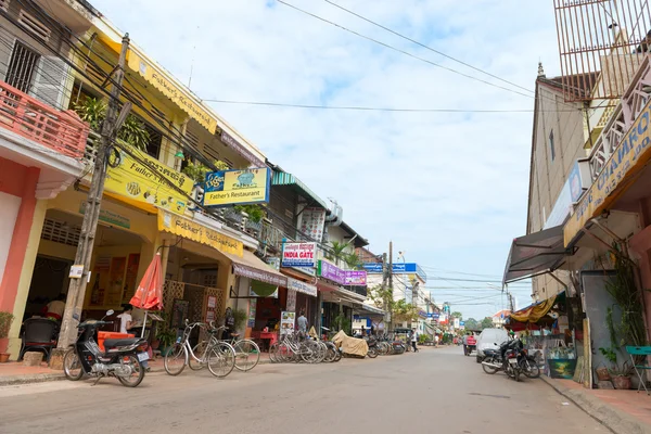 Tourist street of restaurants at Siam Reap Cambodia