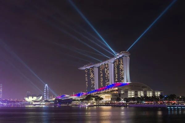 Singapore Marina Bay Sands Resort illumination at night
