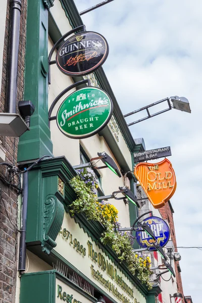 Beer signs in the Temple Bar area, Dublin, Ireland