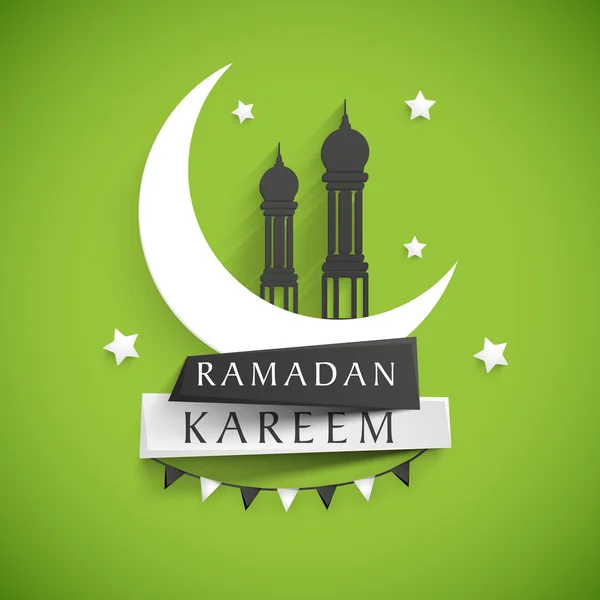 Moon with Mosque for Ramadan Kareem.