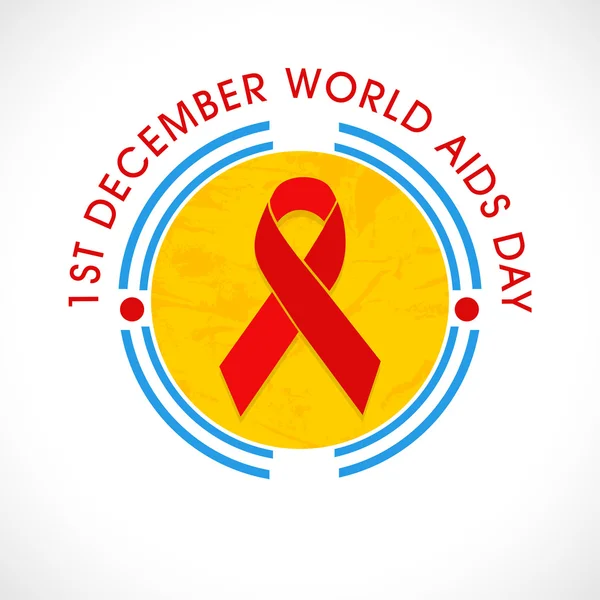 Badge design with red aids ribbon for World Aids Day concept.