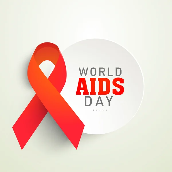 Sticker or label with red aids ribbon for World Aids Day concept