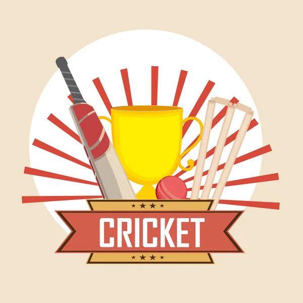 Cricket sports concept with trophy and match kit.