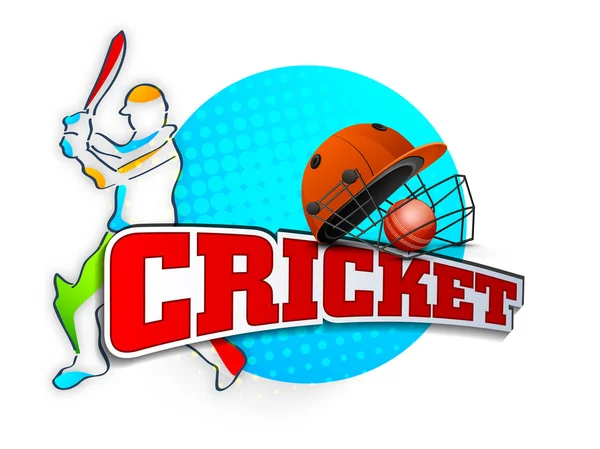 Cricket sports concept with batsman, ball and helmet.