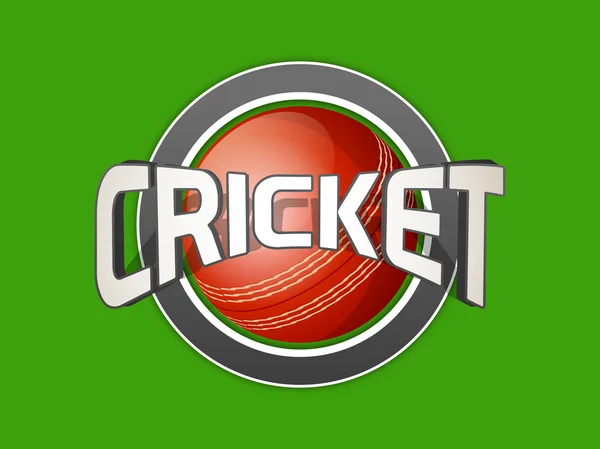 Cricket sports concept with red ball and text.