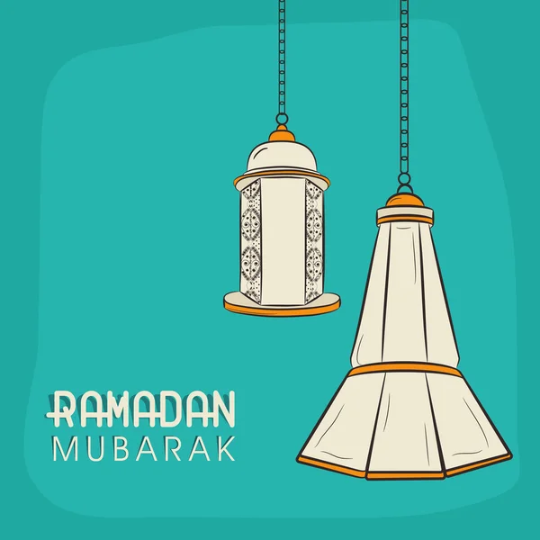 Ramadan Kareem celebration with arabic lamps.