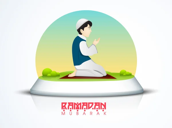 Praying Muslim boy for Ramadan Kareem celebration.