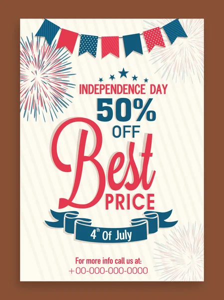 Sale flyer or template for American Independence Day celebration