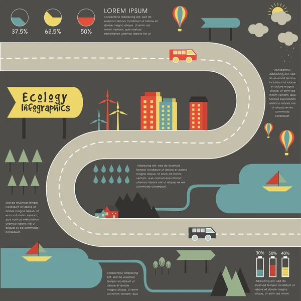 Ecological infographic elements with city view.