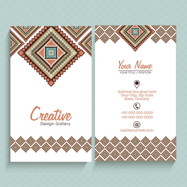 Floral vertical business card or visiting card set.