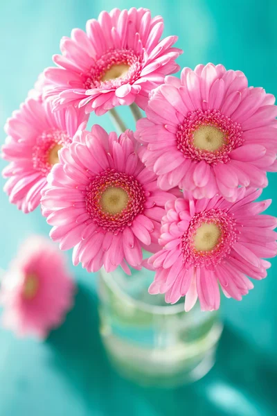 Beautiful pink gerbera flowers bouquet in vase