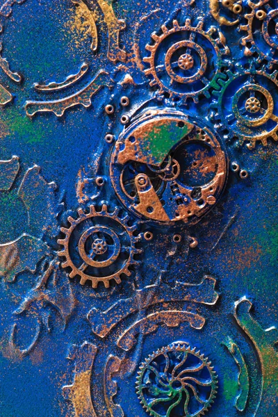 Handmade steampunk background mechanical cogs wheels clockwork