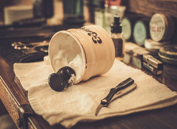 Shaving accessories in barber shop