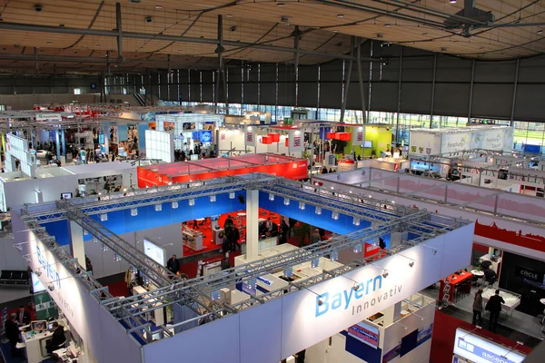 HANNOVER, GERMANY - MARCH 20: The top view of exhibition hall on March 20, 2015 at CEBIT computer expo, Hannover, Germany. CeBIT is the world\'s largest computer expo