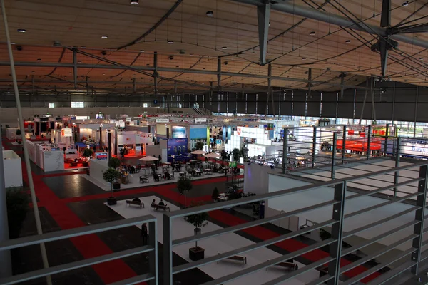 HANNOVER, GERMANY - MARCH 20: The top view of exhibition hall on March 20, 2015 at CEBIT computer expo, Hannover, Germany. CeBIT is the world\'s largest computer expo