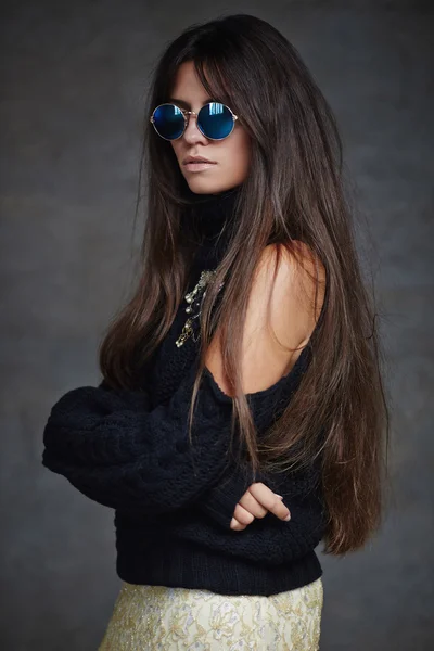 Brunette female with long hair