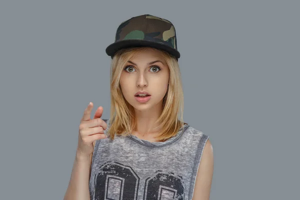 Modern hip hop female in a cap