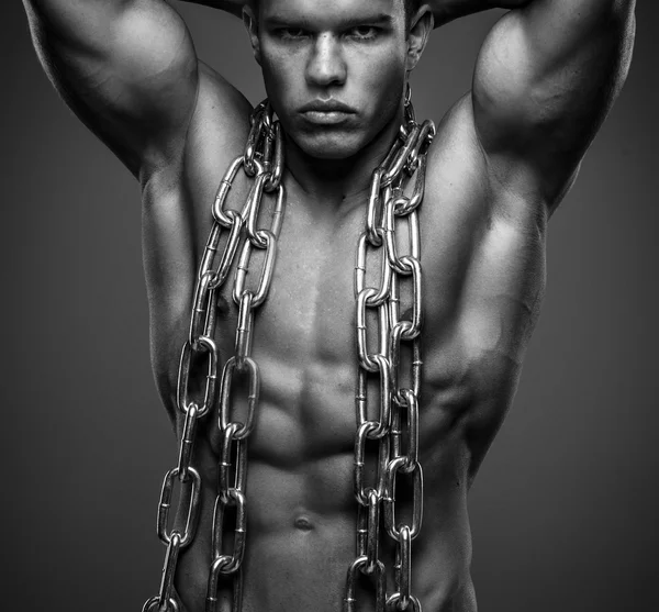 Brutal guy with steel chain