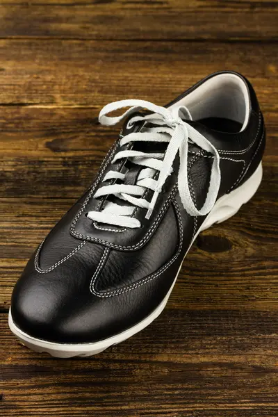 Black leather man's shoe