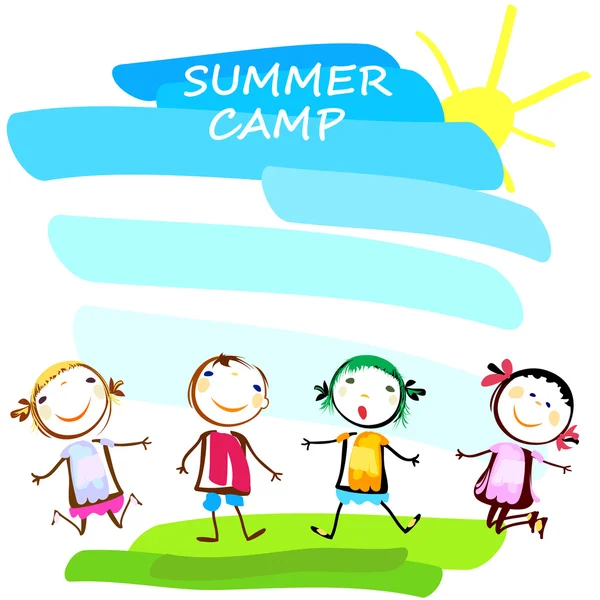 Summer camp poster with happy kids