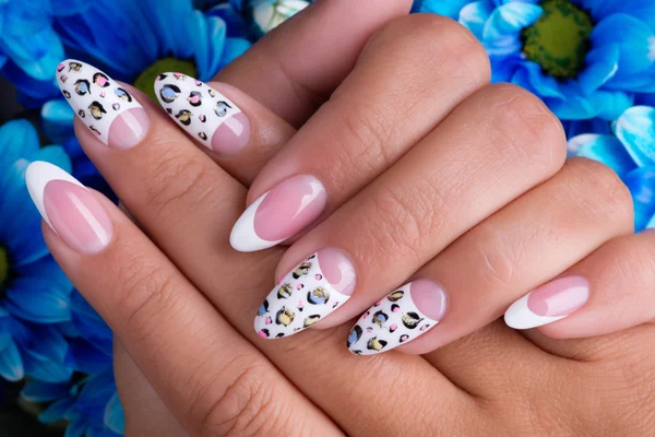Woman\'s nails with french manicure