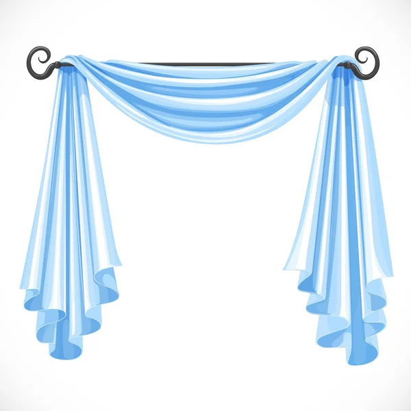Blue curtains on the ledge forged isolated on a white background
