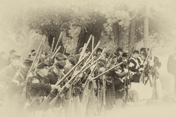 Union infantry line firing a volley