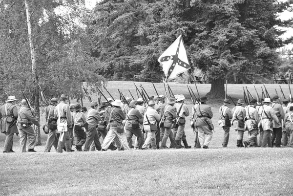 Confederate troops marching in column formation