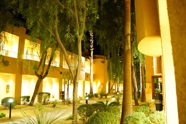 Night lights of Southwestern style hotel buildings