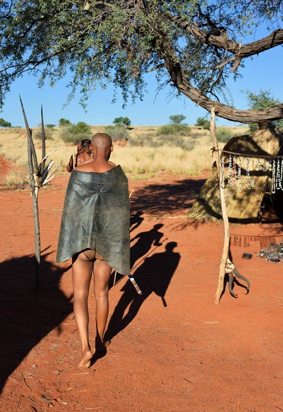 Bushmen hunters in the Kalahari desert, Namibia