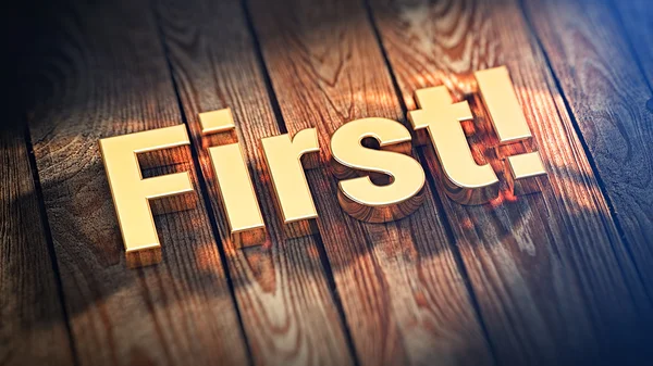 Word First on wood planks