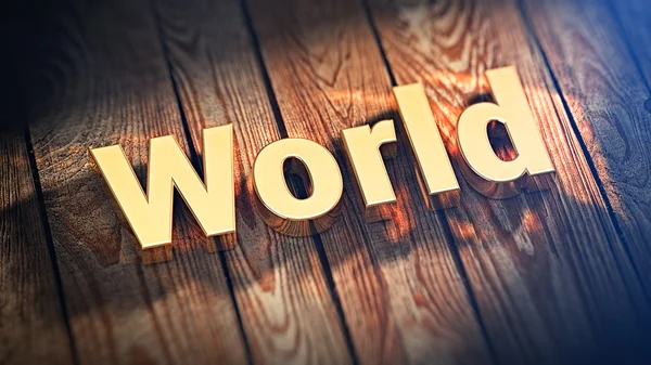 Word World on wood planks