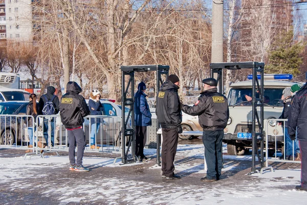 PERM, RUSSIA - March 13, 2016: Security at the entrance to the e