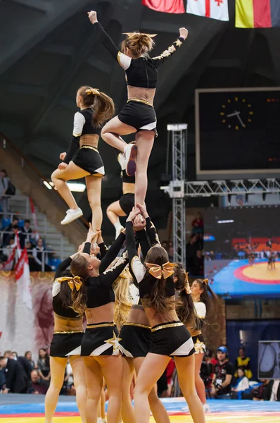 Acrobatic jump show cheerleaders