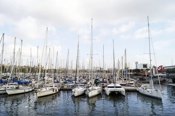 Yachts docked at Port Vell in Barcelona