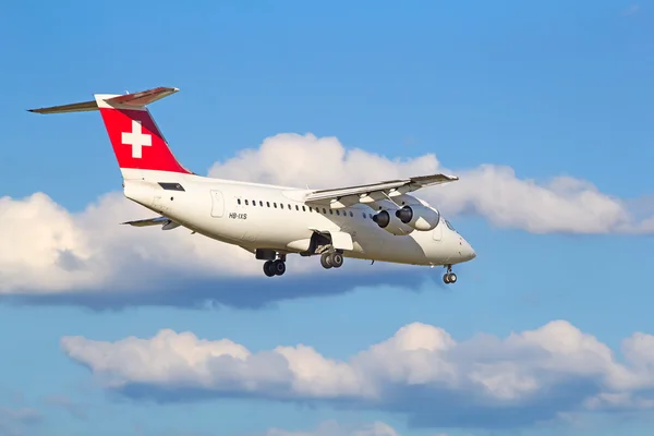 Airplane landing in Zurich airport