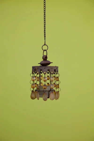 Vintage Hanging Pendant Light on Dark Yellow Green