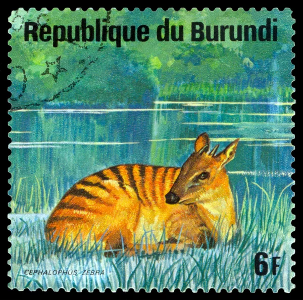 Vintage  postage stamp. Zebra antelope. Animals Burundi.