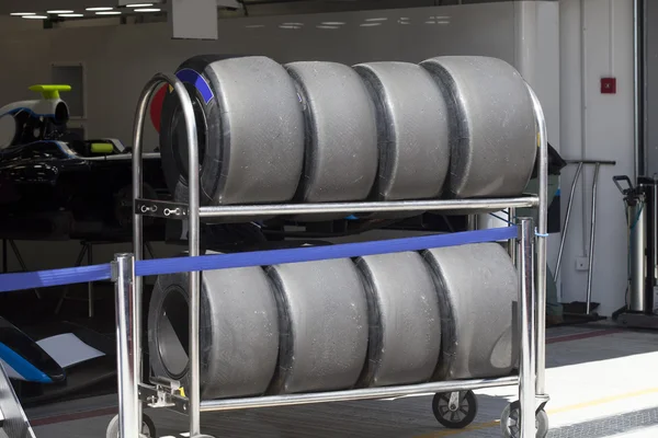 The tires of a racing car F1