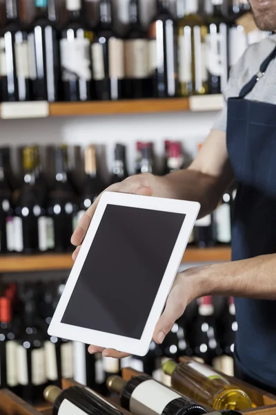 Salesman Showing Blank Digital Tablet In Winery