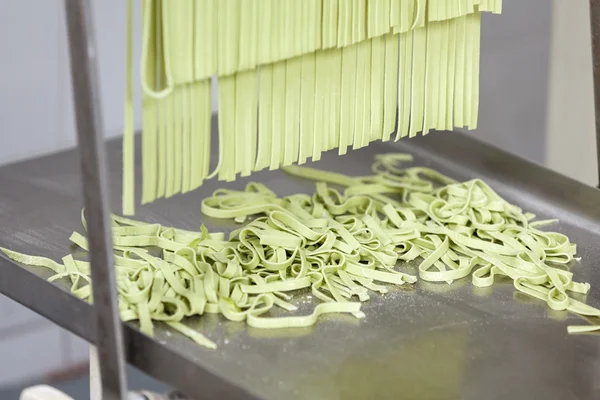 Processed Spaghetti Pasta On Machine Tray